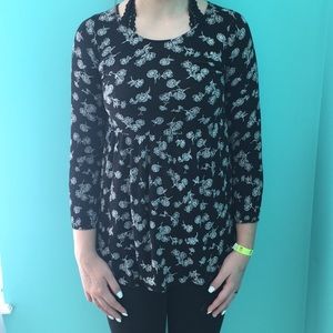 Floral black peplum top